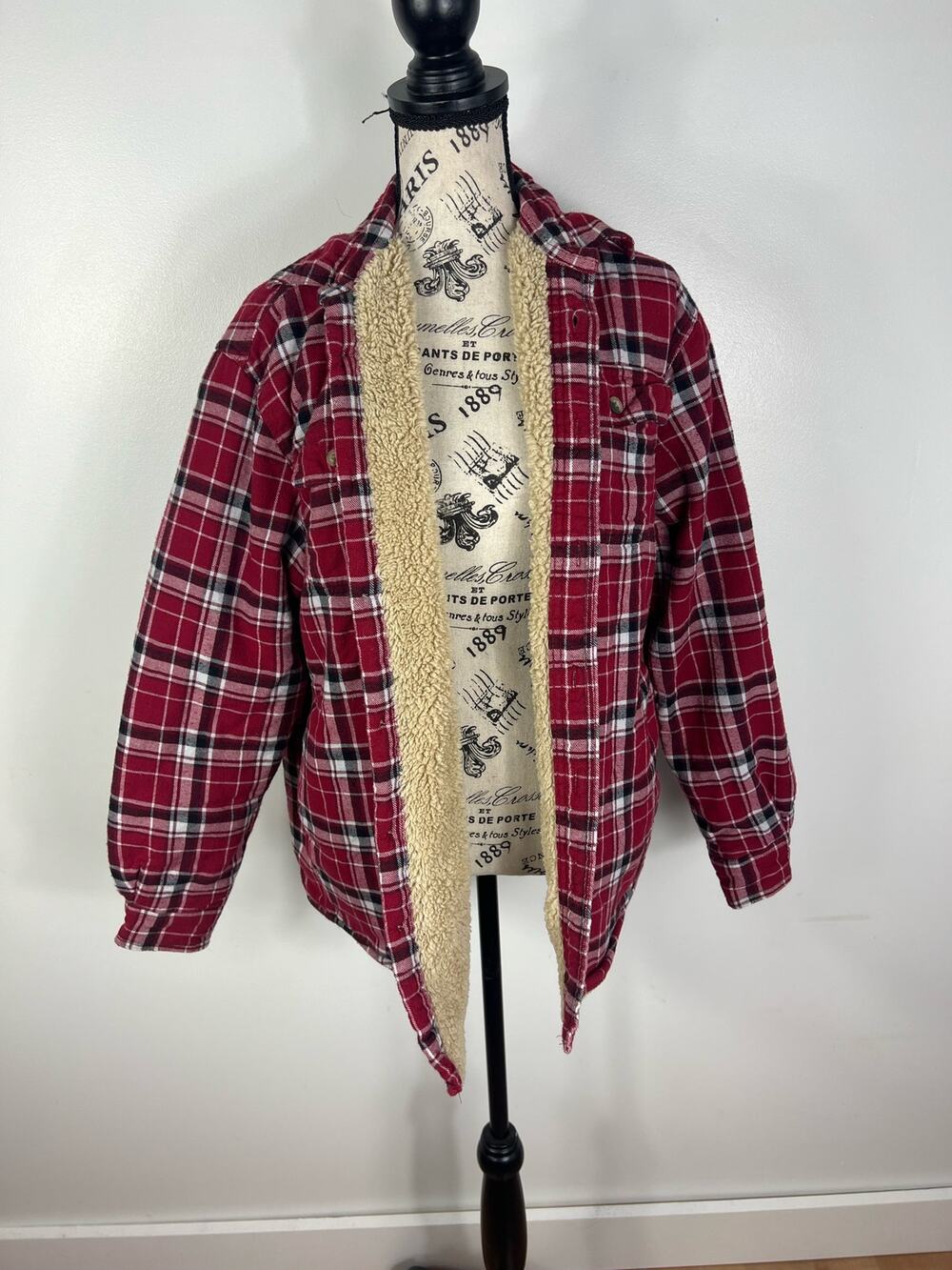 Wrangler premium quality Men’s faux fur lined plaid button up Shacket